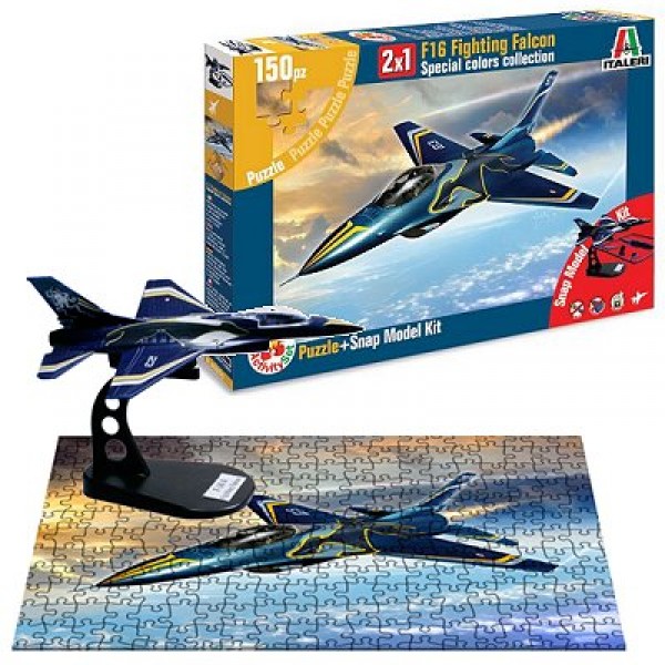 Maquette avion : Snap Model Kit et puzzle 150 pièces : F16 Fighting Falcon - Italeri-AS851