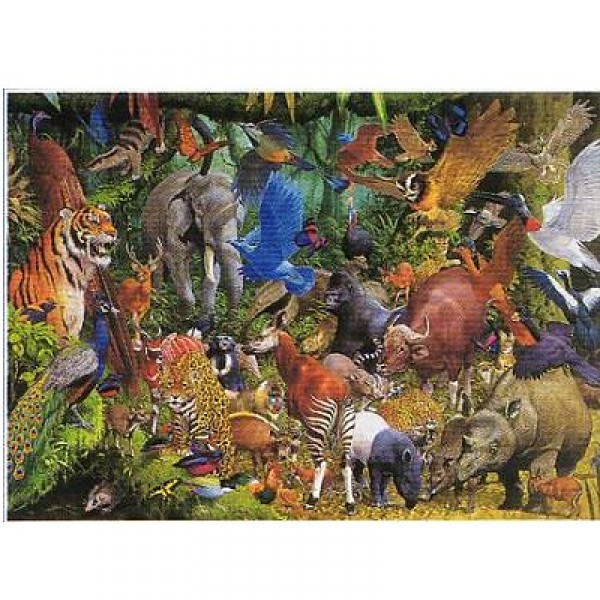 Puzzle 1000 pièces - Méli-mélo animaux de la jungle - Hamilton-MC3/1036
