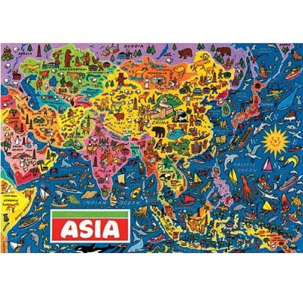 Puzzle 500 pièces - Carte d'Asie - Hamilton-1006