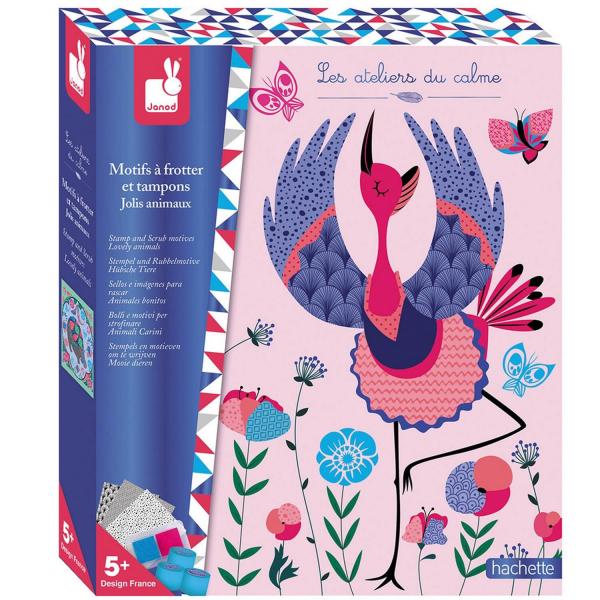 Calm workshops: Creative set of patterns to rub and stamp pretty animals - Janod-J07819