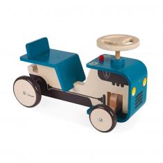 Porteur tracteur en bois : Bleu