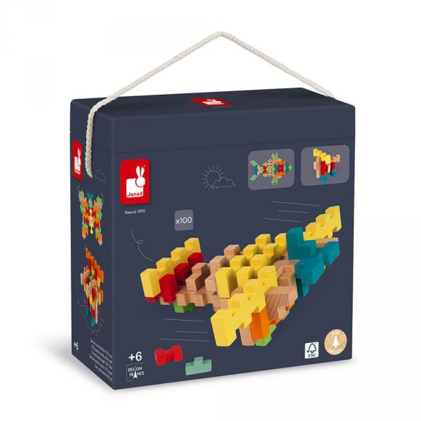 100-piece wooden construction set - Janod-J08301