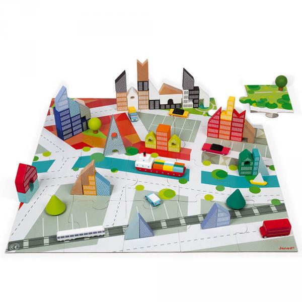 Kubix 60 Blocks and City Puzzle - Janod-J08304