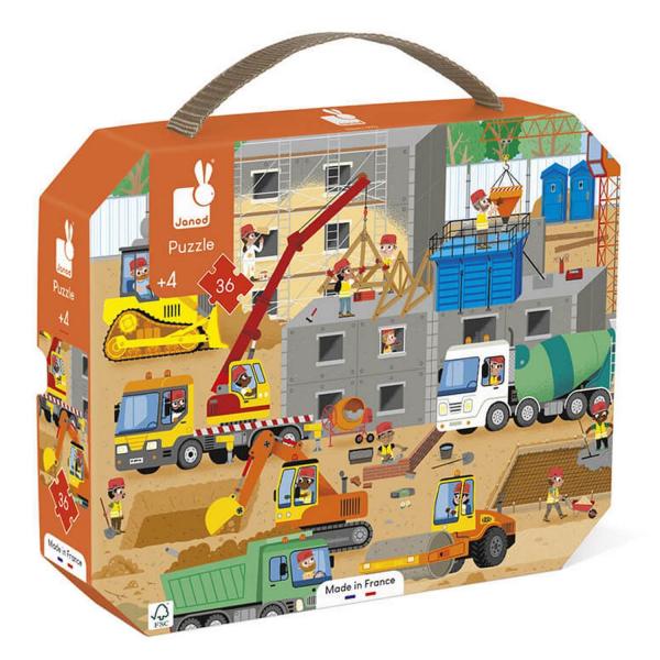 36 piece puzzle: suitcase: construction site - Janod-J02604
