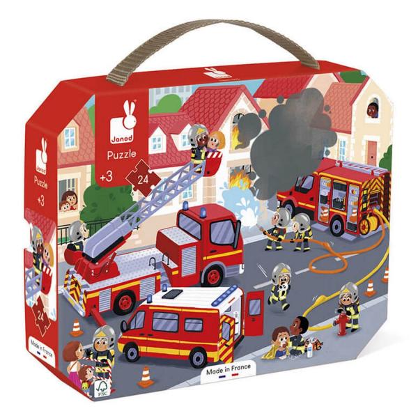 24-teiliges Puzzle: Koffer: Feuerwehrleute - Janod-J02605