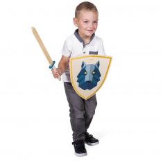 Wooden shield and sword set: Wolf Knight