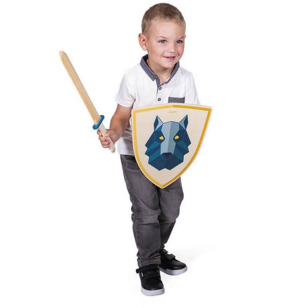 Wooden shield and sword set: Wolf Knight - Janod-J03170
