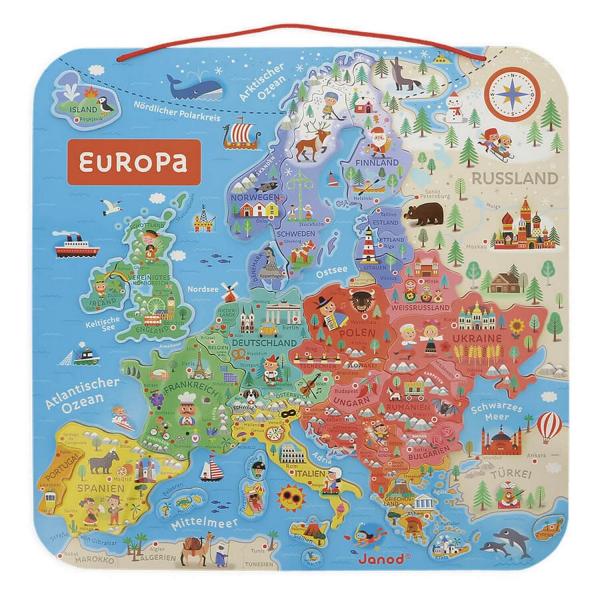 40 piece wooden puzzle : Magnetic Map of Europe in German - Janod-J05473