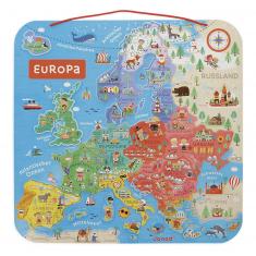 Puzzle de 40 pièces en bois : Carte D'Europe Magnétique en Allemand