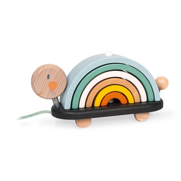 Pull toy: Sweet coco rainbow turtle to walk - Janod-J04405