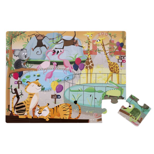 20 piece tactile puzzle: A day at the zoo - Janod-J02774