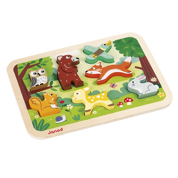 6-piece wooden insert: Chunky Puzzle Forest  - Janod-J07023