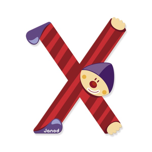 Lettre décorative clown en bois : X - Janod-J04565