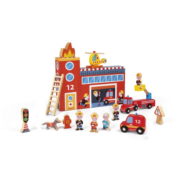 Story Box Pompiers : 15 pièces en bois - Janod-J08522