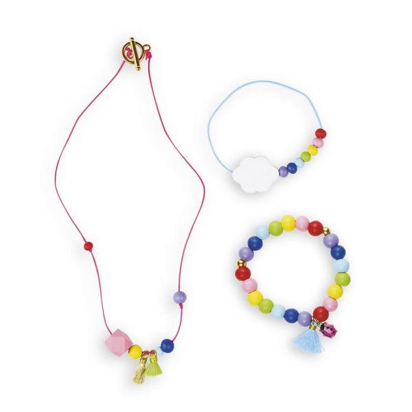 Creative kit: 3 rainbow wooden bead jewels to create - Janod-J07936