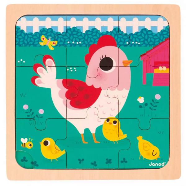 Holzpuzzle: Hen Henriette - 9 Teile - Janod-J07110