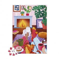 Puzzle 500 pièces : Soirée au coin du Feu