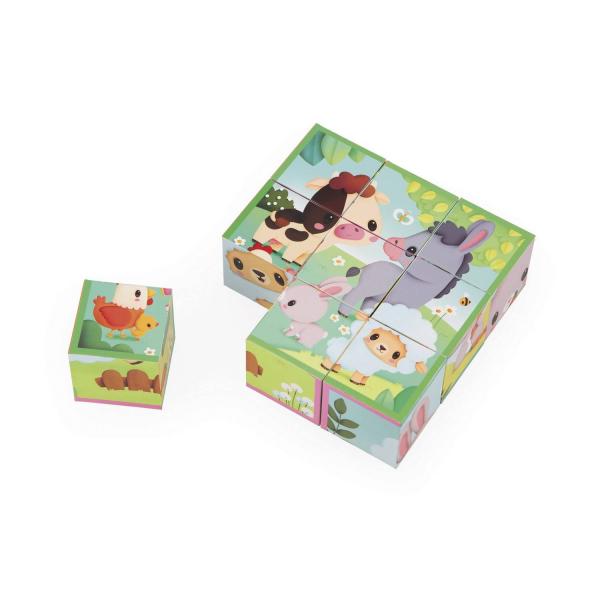 Puzzles 9 cubes : animaux de la ferme - Janod-J03329