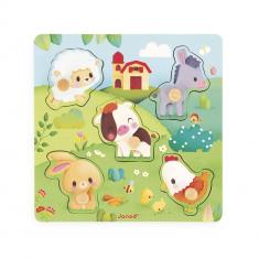 Wooden Tactile Puzzle: Farm - 5 pieces