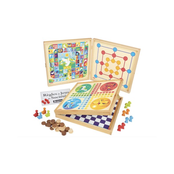 Brettspielbox aus Holz: 50 Regeln – Spielfiguren aus Holz - Jeujura-8119