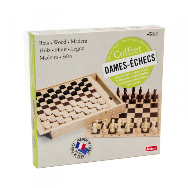 Jeu De Pions Dames Jeujura - 40 Pièces En Bois - Boîte 7x15x3cm - Fabriqué En France