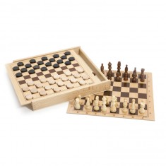 Juegos de damas y ajedrez: Caja de madera