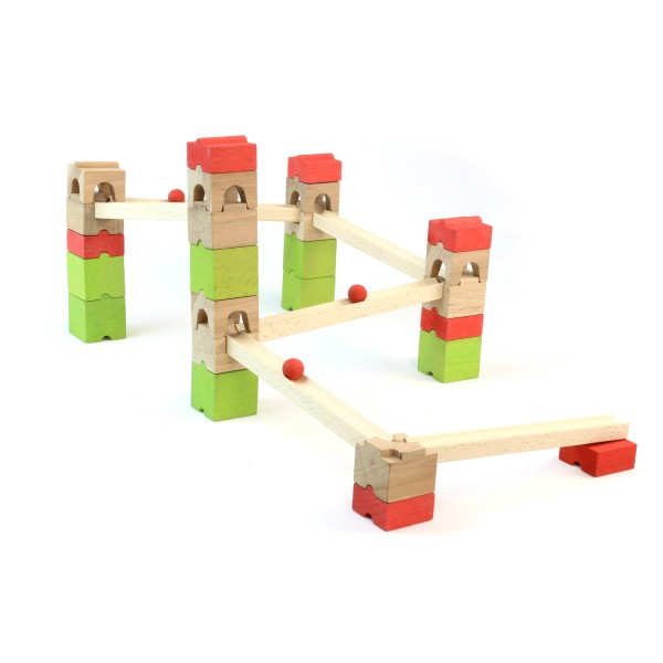 Wooden marble track: 39 pieces - Jeujura-8362