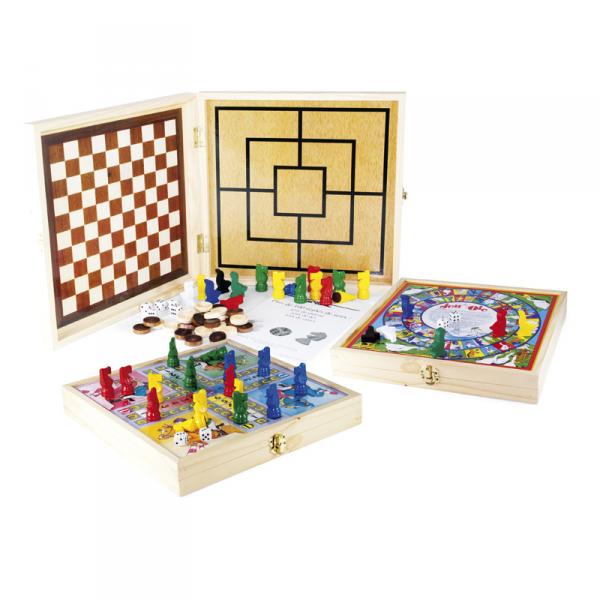 Caja de madera: Juegos de mesa: 100 juegos - Smir-11855