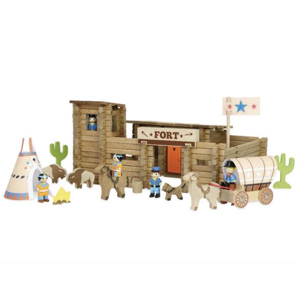 Fort and Wild West Indians in wood: 200 pieces - Jeujura-8068