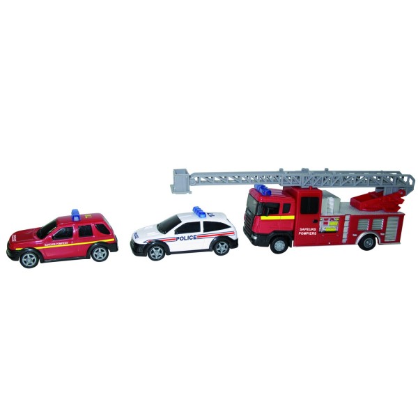 Camion de pompiers avec grande échelle et voitures de secours - Johnworld-TEA70272-2