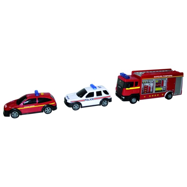 Camion de pompiers avec tuyaux et voitures de secours - Johnworld-TEA70272-1