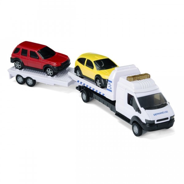 Camion dépanneuse double remorque : Blanc - Johnworld-TEA60062-Blanc