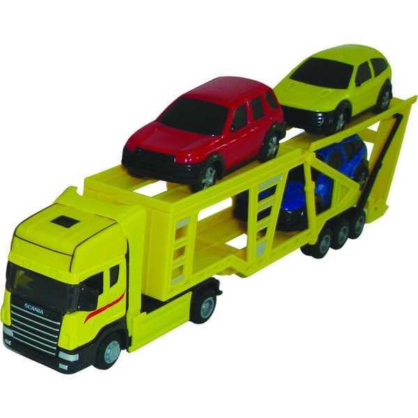 Camion et voitures : Transporteur jaune 1/48 et ses 3 voitures - Johnworld-TEA10882-4