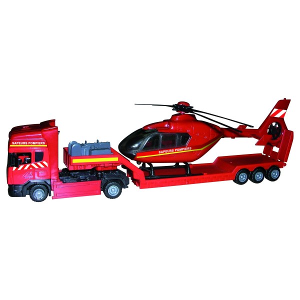 Coffret véhicule de secours : Camions de pompiers avec hélicoptère et voiture - Johnworld-TEA21682-1