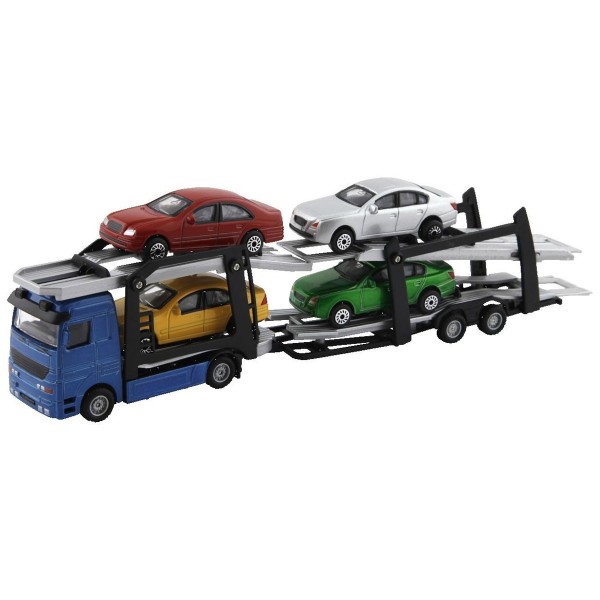 Transport véhicules bleu + 4 voitures - Johnworld-DIC203415863-Bleu