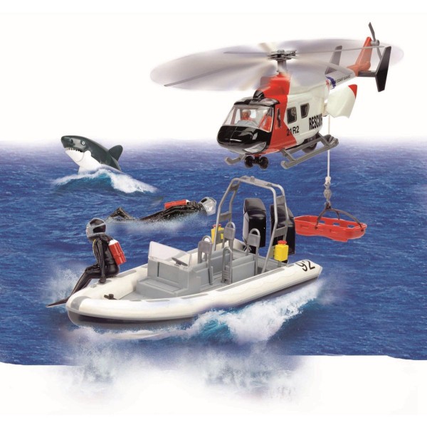 Coffret Police Secours hélicoptère et bateau - JohnWorld-JW203314647