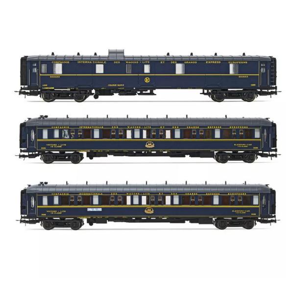 Set de 3 voitures du “Train Bleu” de la CIWL : 1 fourgon et 2 Lx, Ep. III - Jouef-HJ4162