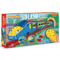 Playtrains Set: Vía de tren a pilas con mando a distancia: Flash The Local Express