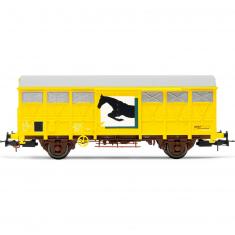 Wagon fermé SNCF à 2 essieux Gs pour le transport de chevaux, jaune