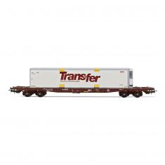 TOUAX 4-axle S70 container carrier wagon with "Rail Route" swap body