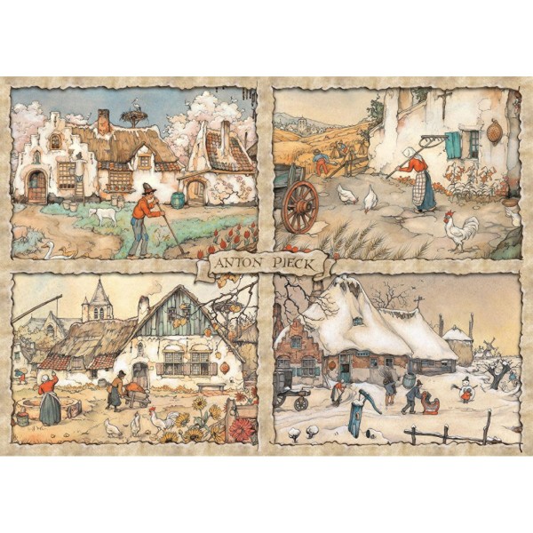 Puzzle 1000 pièces : 4 saisons, Anton Pieck - Diset-17093