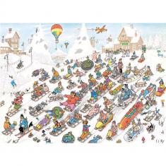Puzzle 2000 pièces : Jan Van Haasteren :  Descente effrenée à la montagne