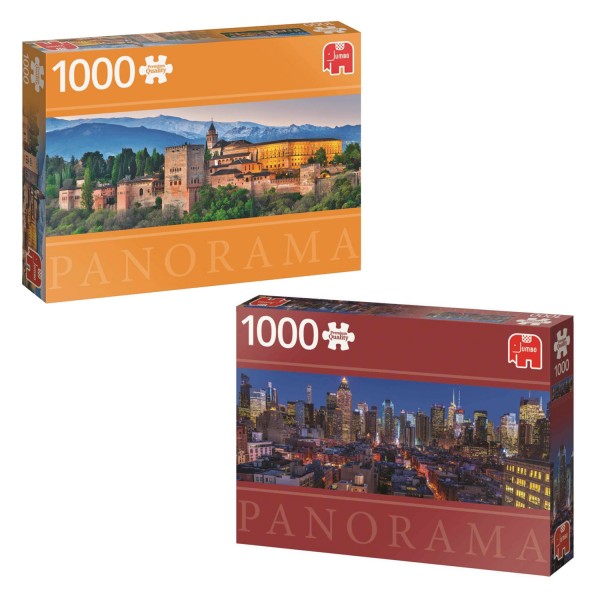 Pack 2 puzzles 1000 pièces panoramiques Jumbo - KIT00111