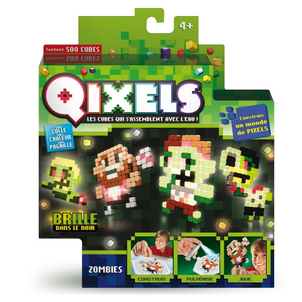Kit de 4 créations Qixels : Thème Zombies phosphorescents - KanaiKids-KK87023