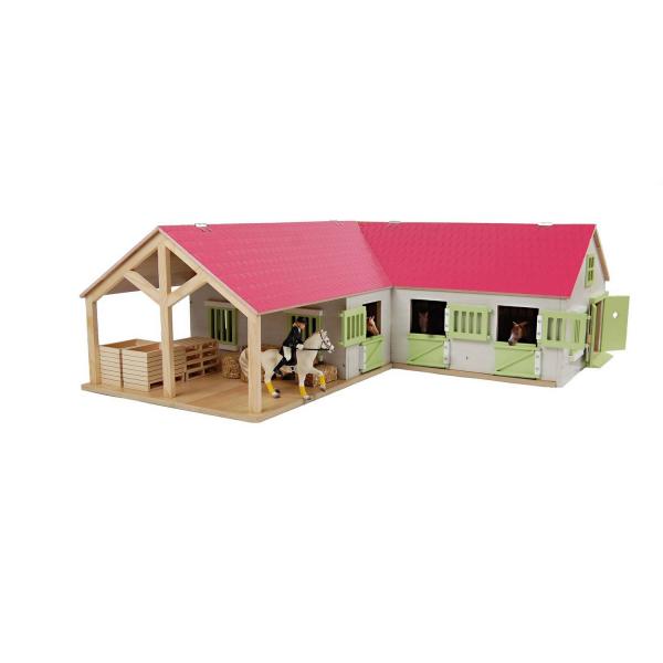 Horse corner stable with 4 boxes and storage (1:24) - KidsGlobe-610210