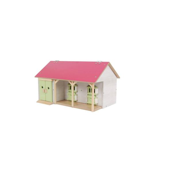 Caballeriza con 2 boxes y espacio de almacenamiento rosa (1:32) - KidsGlobe-610245