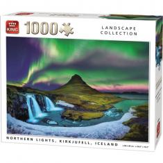 1000 pieces puzzle: Landscape Collection: Northern Lights Kirkjufell, Iceland