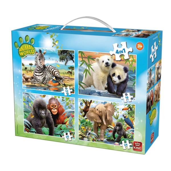 Puzzles of 12 to 24 pieces: 4 Animal puzzles - King-57955