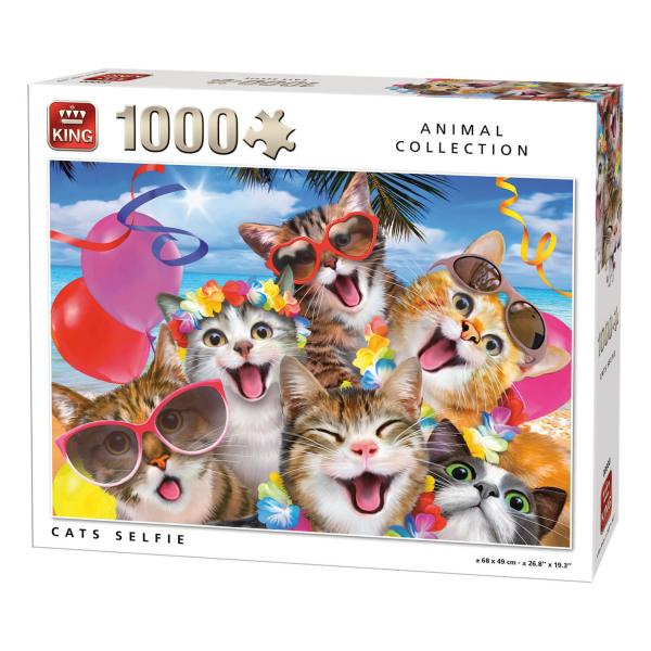 Puzzle de 1000 piezas: selfie de gatos - King-58360