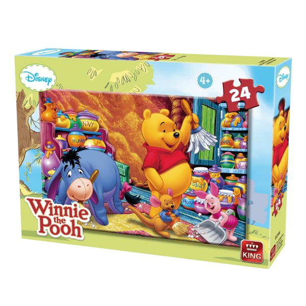 Puzzle 24 pièces : Winnie l'ourson fait le ménage - King-58563-1